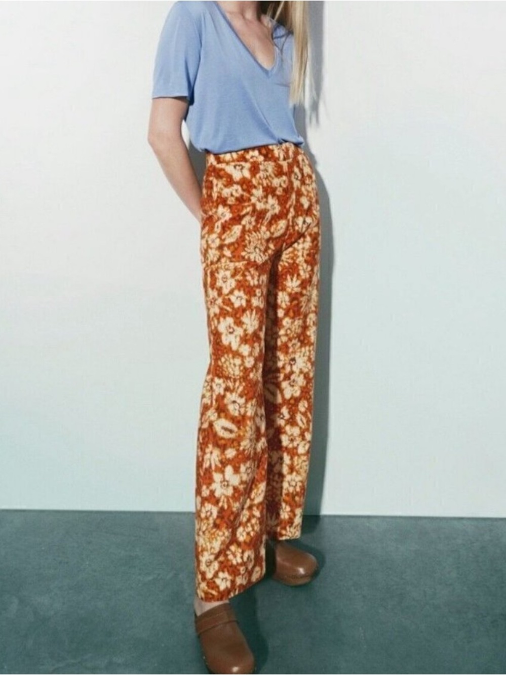 Zara High Waisted Wide Leg Palazzo Pants Cotton Linen Pockets Beach Summer Large